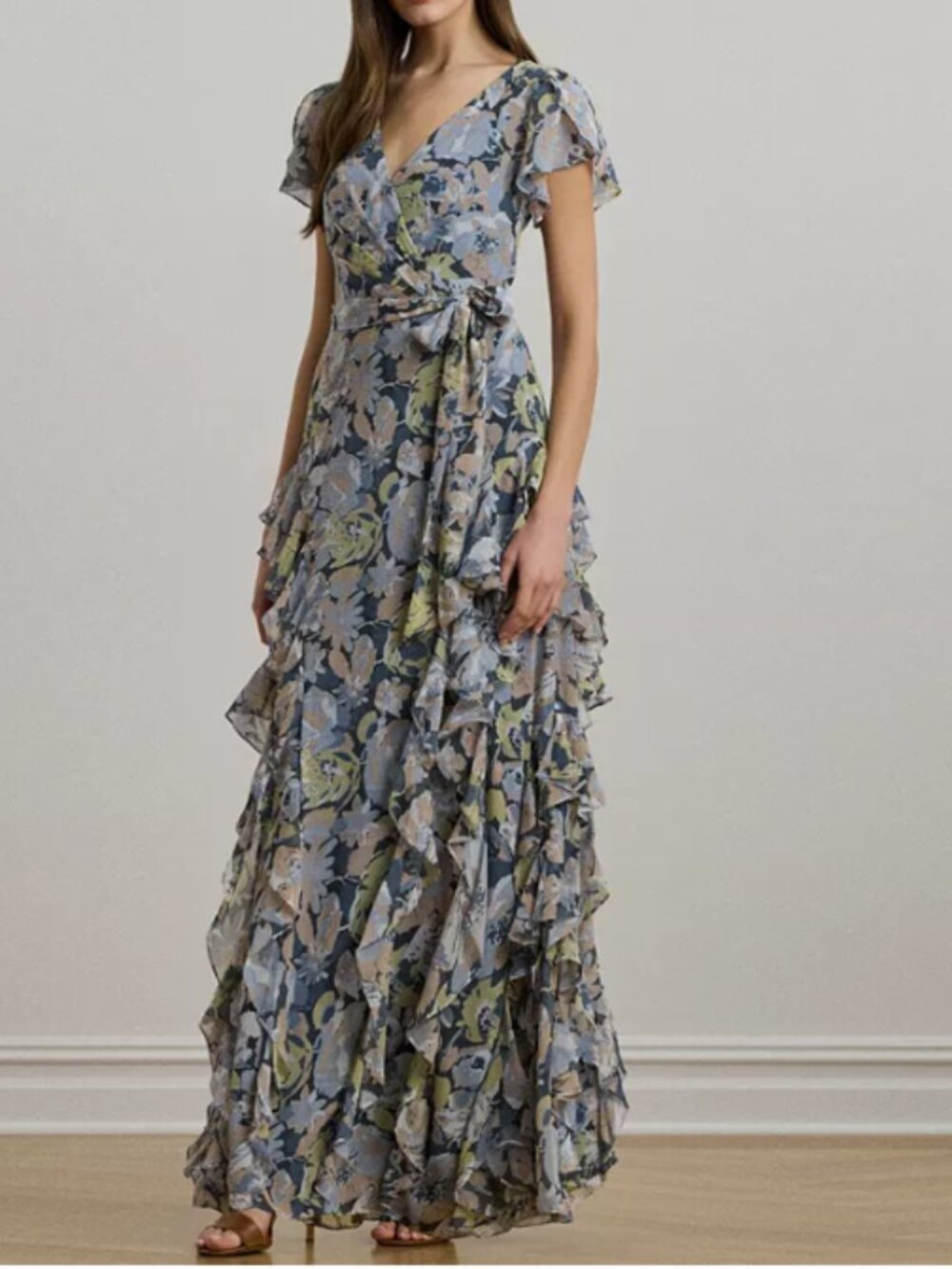 Lauren Ralph Lauren Women's Floral Ruffle-Trim Georgette Gown
